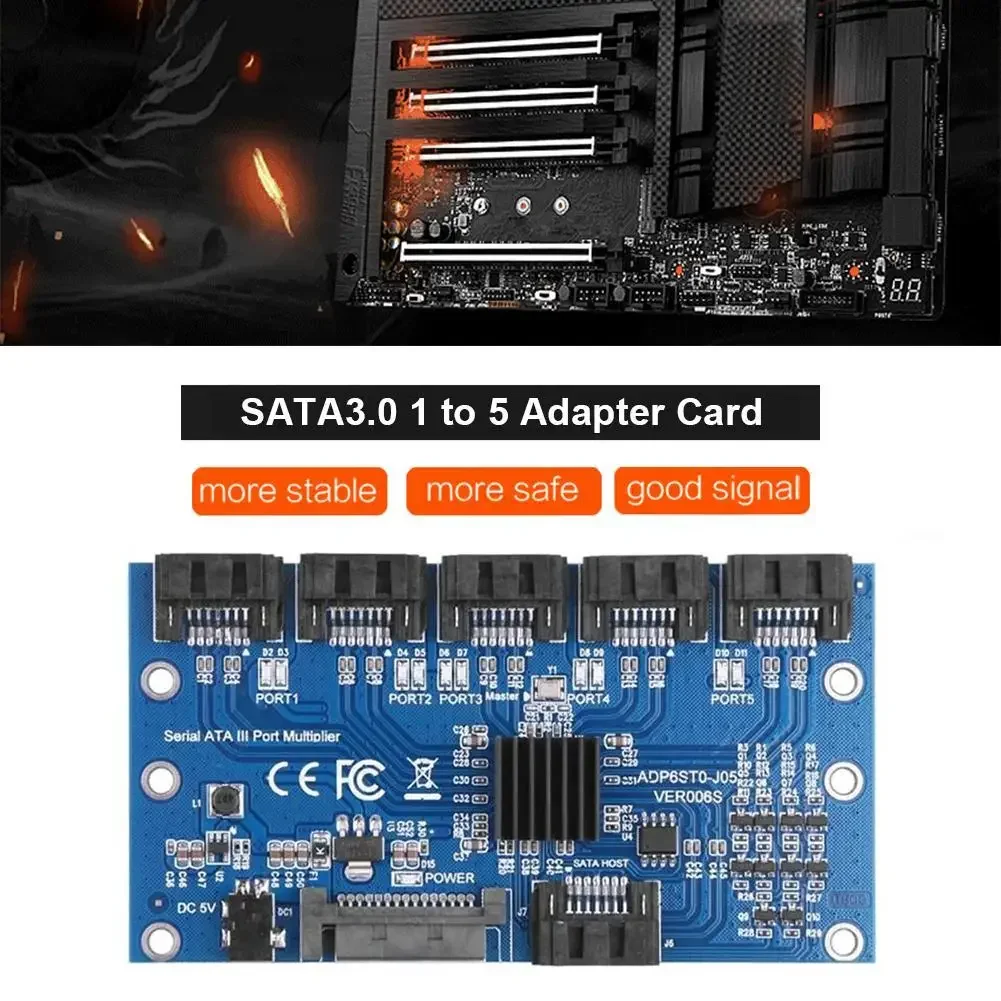 1, 5-Port SATA Adapteris Daugiklis Kortelės SATA3.0 6Gbps PC SATA Plėtra Stove