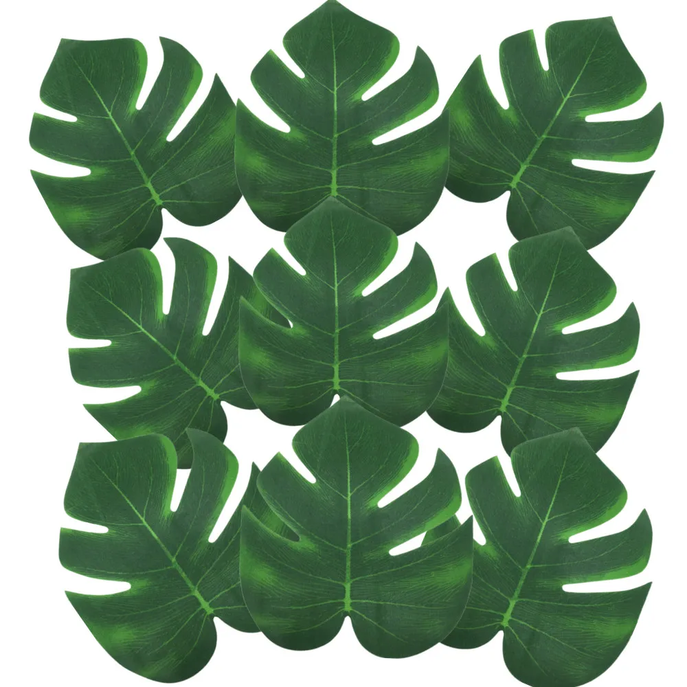 12pcs Dirbtiniai Augalai, Monstera Plastiko Atogrąžų Palmių Lapai Havajų Luau 