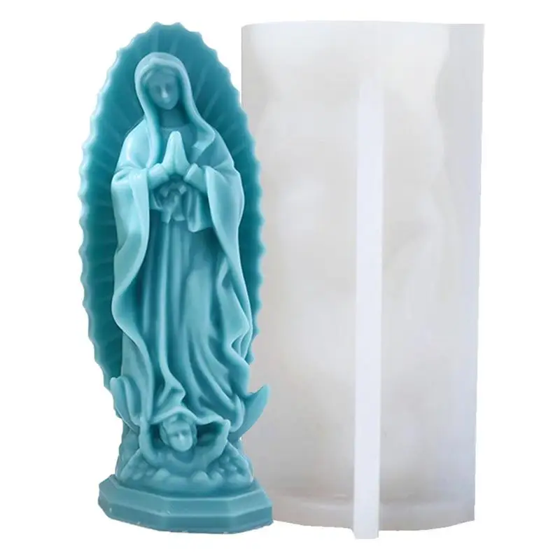 14cm Didelių 3D Mergelės Marijos Su Kūdikiu Jėzumi Skulptūra Žvakė Pelėsių Dervos Tinkas Aromaterapija Muilo Tortas Dekoro