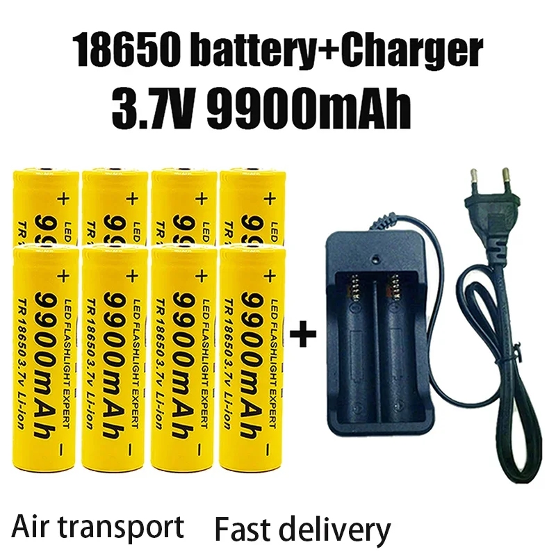 18650 Batterij Oplaadbare Batterij 3.7 V 18650 9900Mah Capaciteit Li-Ion Oplaadbare Batterij Voor Kišenėje Lempa + Lader