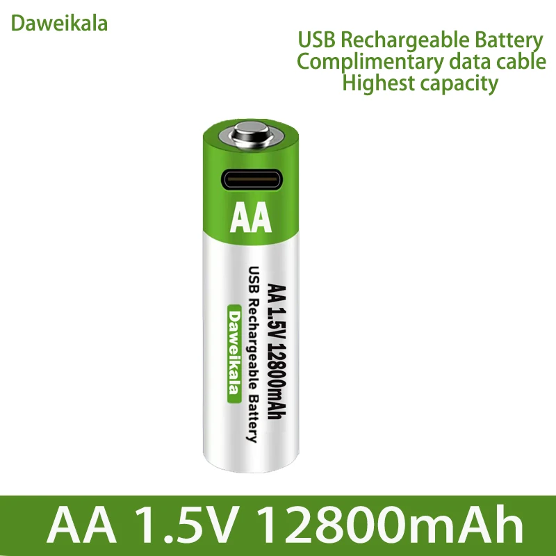2023 Naujų 1,5 V USB AA Įkraunamos Baterijos 12800 mAh Li-ion Baterijos Nuotolinio Valdymo Pelę, Elektros Žaislas Baterija + Tipo C Kabelio