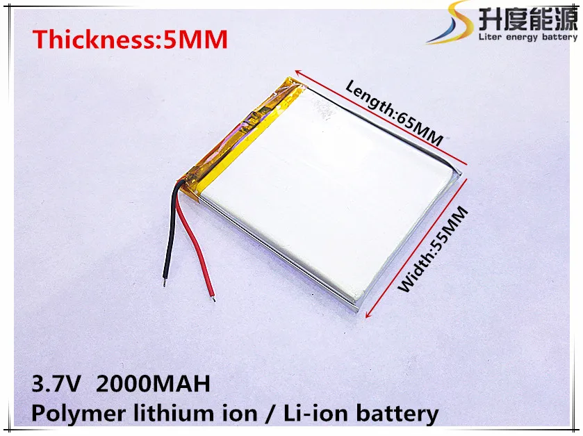 3.7 V,2000mAH,[505565] PLIB ( polimeras ličio jonų baterija ) Li-ion baterija tablet pc,GPS,mp3,mp4,mobilųjį telefoną,garsiakalbis