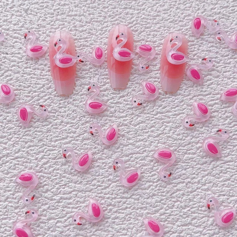 50Pcs 10*13mm Mini Mielas Flamingo Dervos Brangakmenių Flatback Figūrėlės Cabochon užrašų knygelė Vestuvių Aplikacijos Namų Nagų Amatai