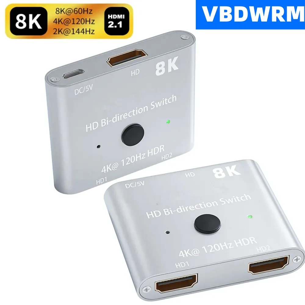 8K 60Hz HDMI 2.1 Switch splitter 4K 120Hz Bi-kryptimi 2.0 HDMI Splitter HDMI AB Jungiklis splitter 1X2 arba 2X1 už PS5 Xbox PS4