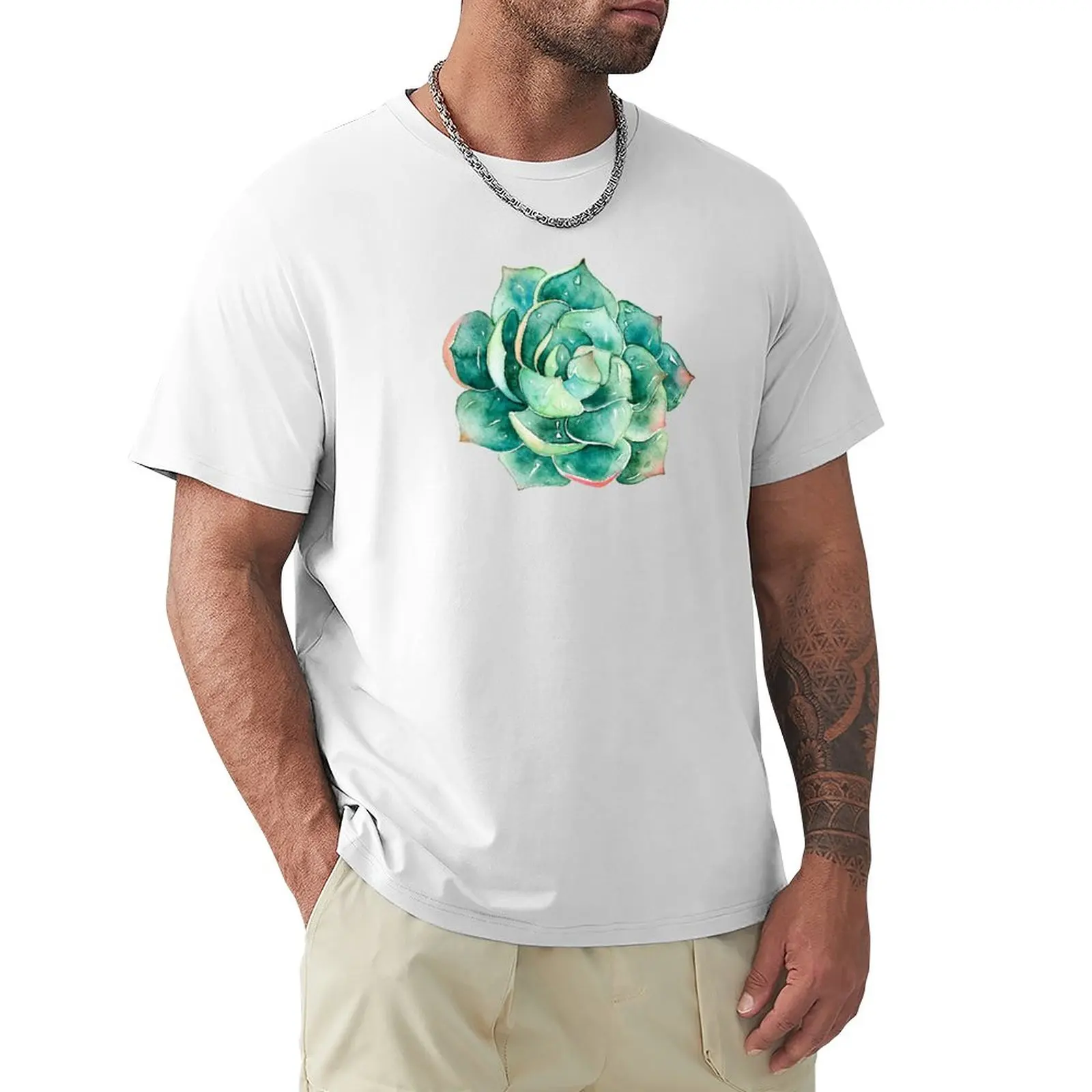 Akvarelė rankomis dažyti botanikos Sultingi lipdukas T-Shirt kawaii drabužius didingas ir berniukai, gyvūnų spausdinti marškinėliai vyrams