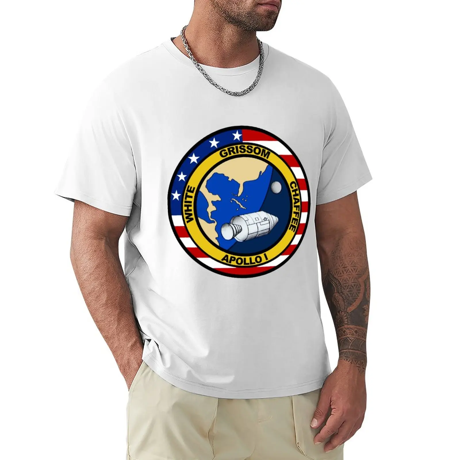 Apollo 1 Misija Logotipas Marškinėliai ruošiniai Estetinį aprangos funnys mens grafinis t-shirts pack