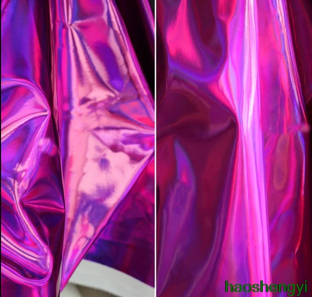 Aukštos kokybės, atsparus vandeniui danga rožė purpurinė spalva aurora lazerio pu odos drabužių audinio