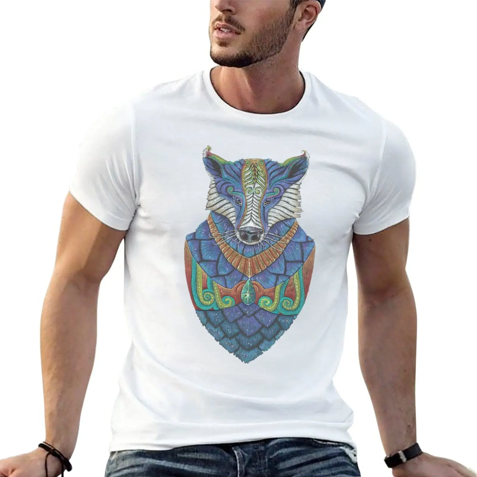Barsukas Totem T-Shirt paprasto t-shirt custom t shirts, kurti savo prakaito marškinėliai vyrams grafinis t marškinėliai