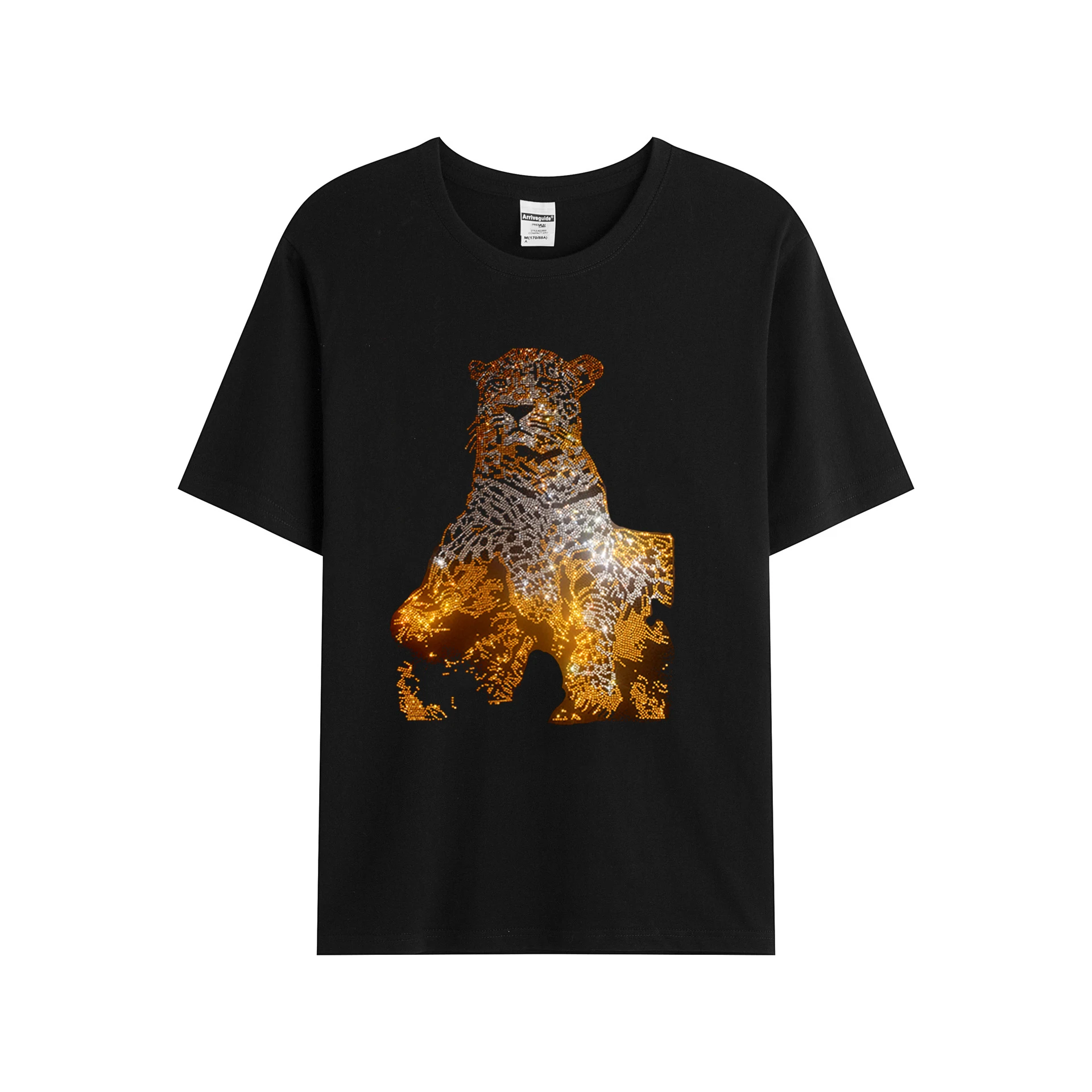 Blizgančio deimanto valdinga cheetah vyrų vasaros trumparankoviai marškinėliai parduoti laisvalaikio round-collar medvilnės berniukai ' T-shirts