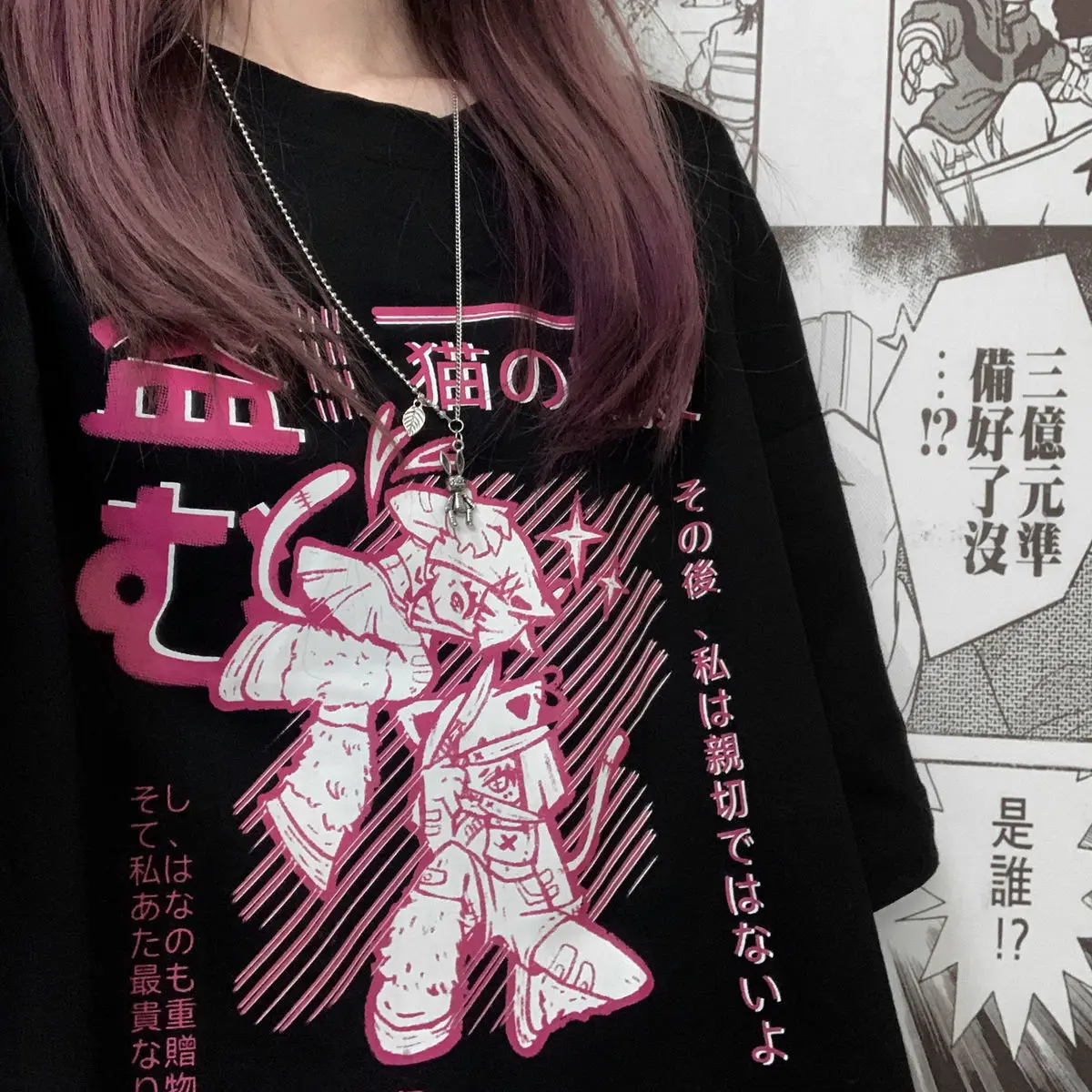 Camisas Mujer Harajuku Kawaii Katė mielas Spausdinti Viršūnes punk Vasaros Japonijos animacinių filmų Streetwear derliaus atsitiktinis chic Moterys T-Shirt