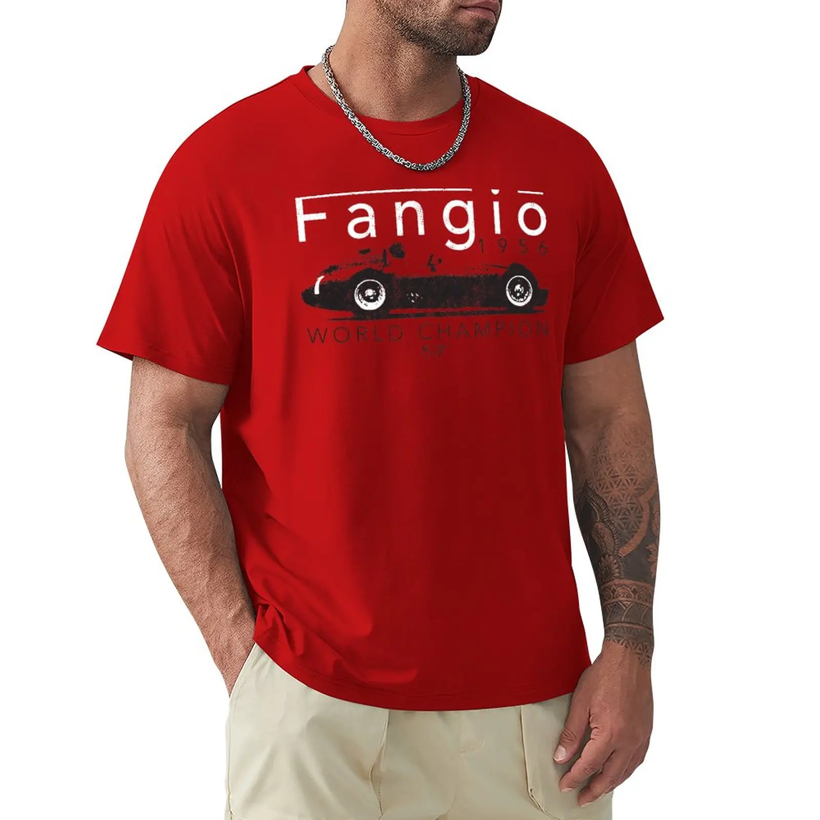Fangio - 1956 m. Pasaulio Čempionas T-Shirt juoda, t marškinėliai Tee marškinėliai graphic t shirt mielas drabužius T-marškinėliai vyrams medvilnės