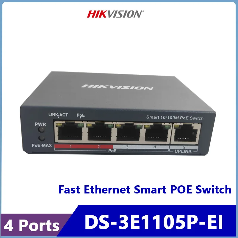 HIKVISION DS-3E1105P-EI 4 Port Fast Ethernet POE Smart Switch