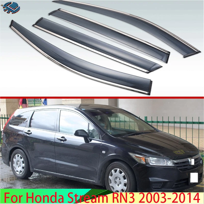 Honda Stream RN3 2003-2014 Plastiko Išorė Skydelis Ventiliacijos Langą Atspalvių Saulės, Lietaus Apsaugas, Reflektoriai 4pcs 2004 2005 2006 2008 2010