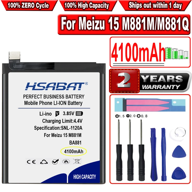 HSABAT 4100mAh BA881 Baterija Meizu 15 M881M/M881Q