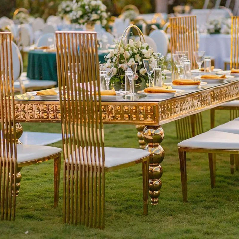 Individualų elegantiškas stiklo darbalaukio stačiakampio stalo, viešbutis renginių, vestuvių ir vakarėlių lentelės