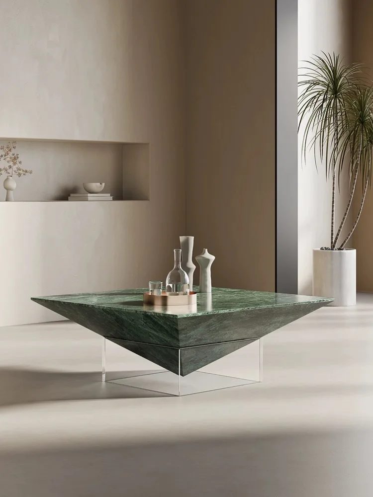 Italijos minimalistinio akrilo marmuro kvadratinis kavos staliukas, gyvenamasis kambarys, high-end šiuolaikinės Kinų šviesos prabanga kūrybos arbatos stalo