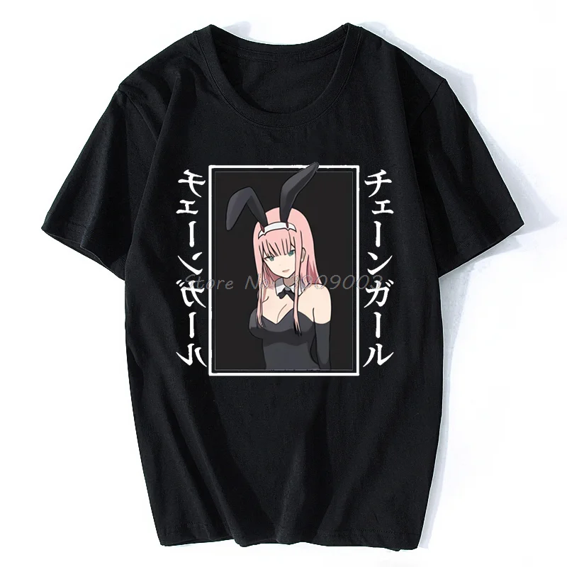 Juokingas Anime Numylėtinis Franxx Nulis Du Print T-shirt Vyrai Moterys Hipster Marškinėlius Vyrų Medvilnės Marškinėliai Tees Viršūnes Streetwear Harajuku