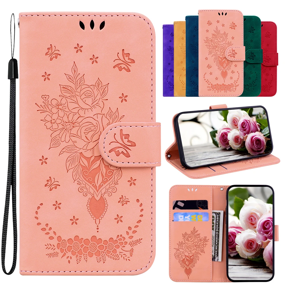 Karšto Rožių Gėlių Flip Case For Xiaomi REDMI 11 11T PRO PLUS 11S 11E 5G Atvejais Anti-pirštų Atspaudų Dervos Piniginės Stovėti Kortelių angos Dangtelis