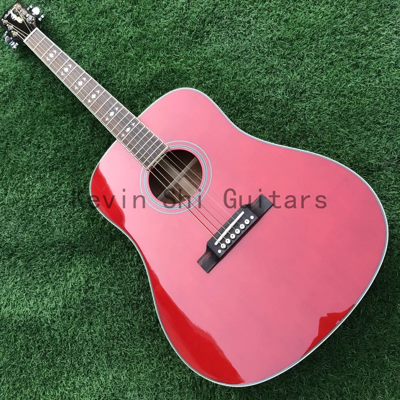 KSG 41 cm rankų darbo akustinės gitaros raudona apdaila 41
