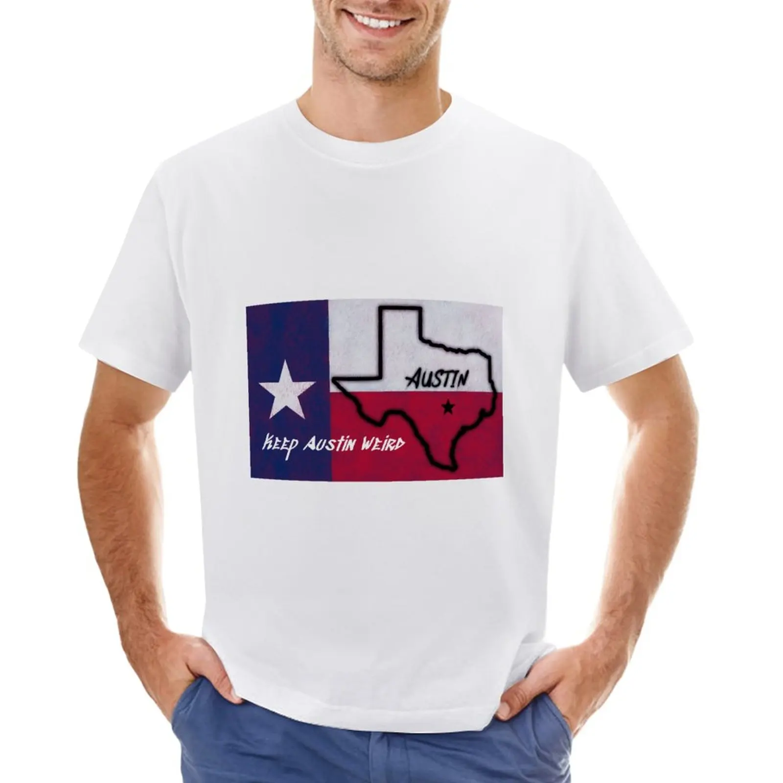 Laikyti Austin Keistai Austin Texas Vėliavos T-Shirt funnys derliaus estetinės drabužius mens čempionas t shirts
