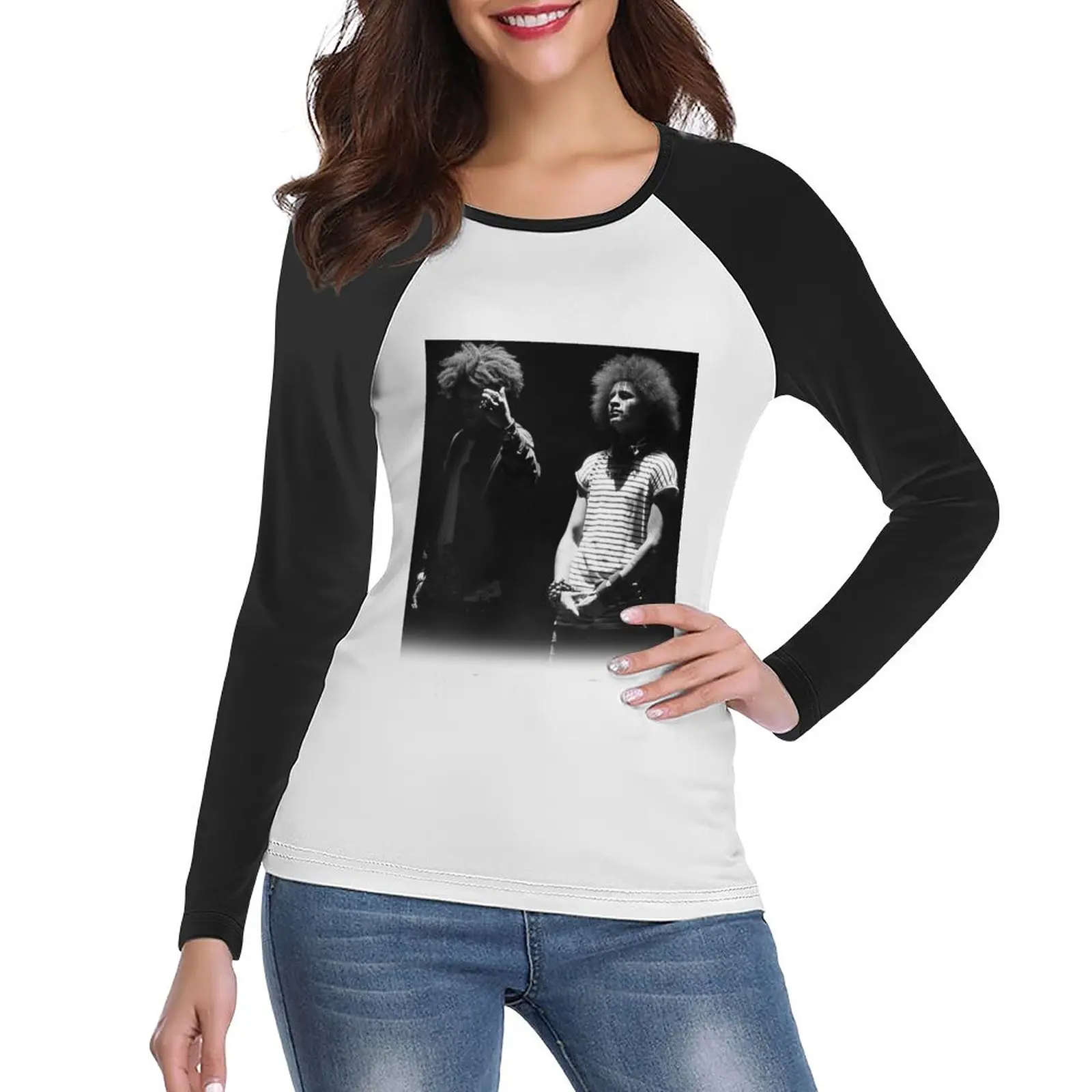 LES TWINS - TRNDSTTR Long Sleeve T-Shirt viršūnes Moterų drabužių black t marškinėliai marškinėliai Moterims grafinis tees juokinga