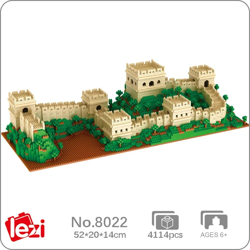 Lezi 8022 Pasaulio Architektūros China Great Wall Stanica 3D Mini Diamond Blokų, Plytų Pastatas Žaislas Vaikams, Dovana, Ne Lauke