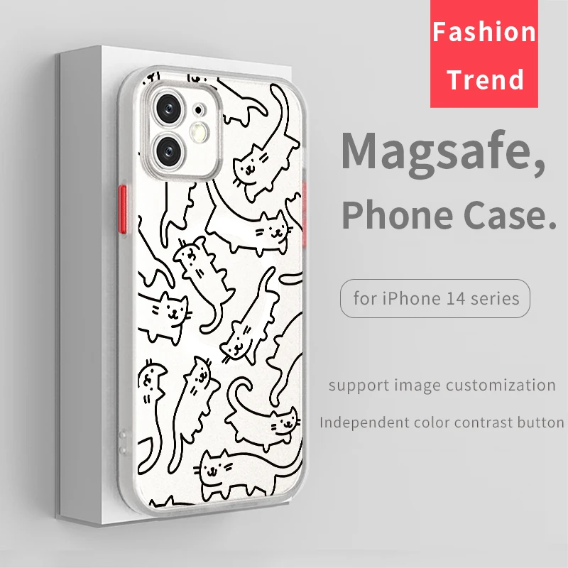 Linijos Katė magsafe Telefono dėklas Skirtas iPhone 14 Pro Max 11 12 Pro 13 