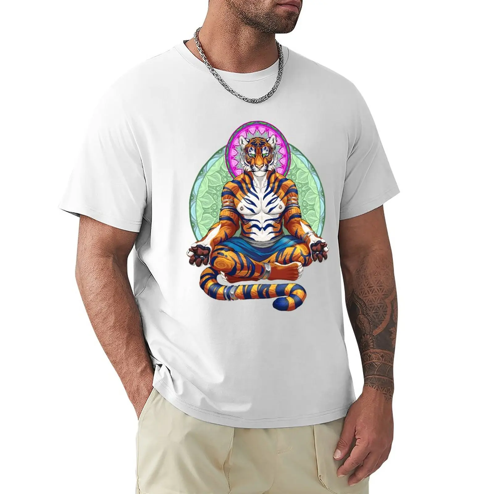 Meditacijos aš Tigras Žmogus T-Shirt vasaros stalviršiai, stalviršiai, muitinės kurti savo mens treniruotės marškinėliai