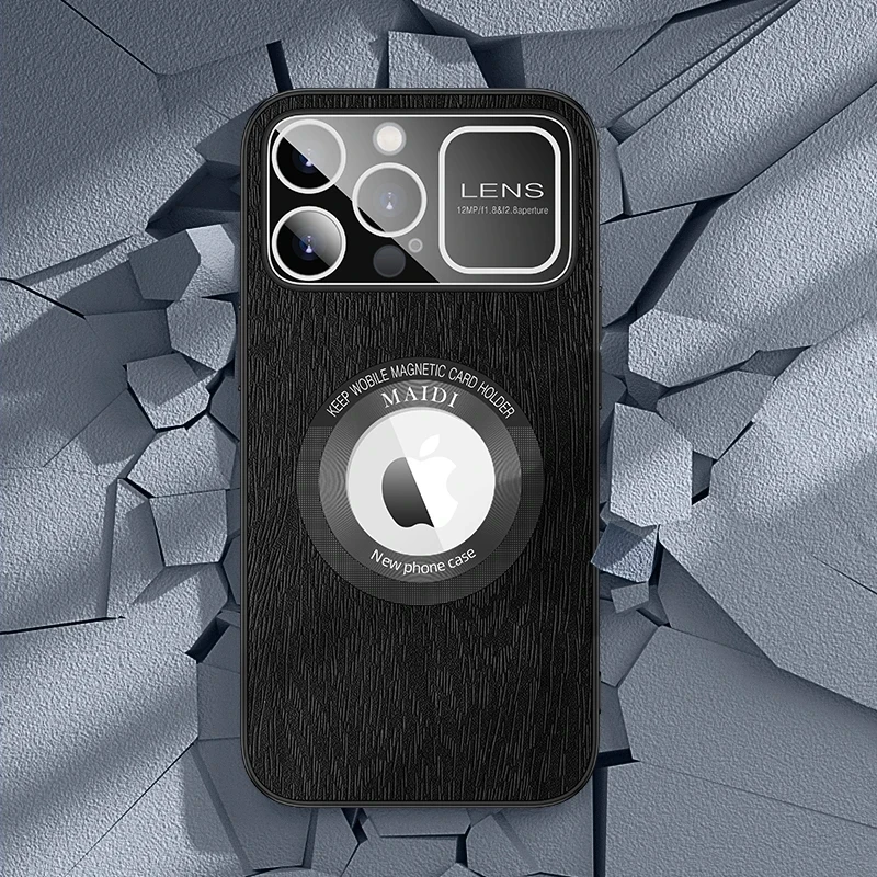 Medžio Tekstūros Oda Magnetinio Atveju iPhone, 14 Pro Max 12 13 Mini Pro 11 Max 14 Plius Didelis Langas, vaizdo Kameros Apsaugos Telefono Dangtelį