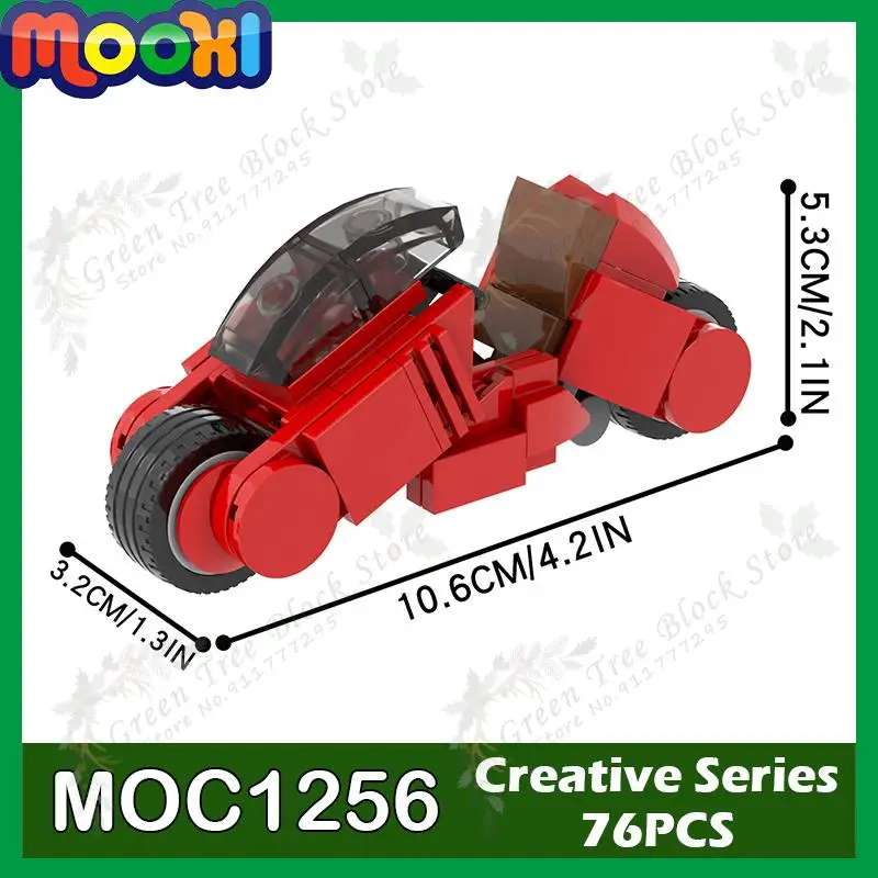 MOC1256 76PCS Anime Serijos Motociklo Blokai AKIRA Veikėjas Motociklo Modelio Apdailos Asamblėjos Plytų Žaislai Vaikams
