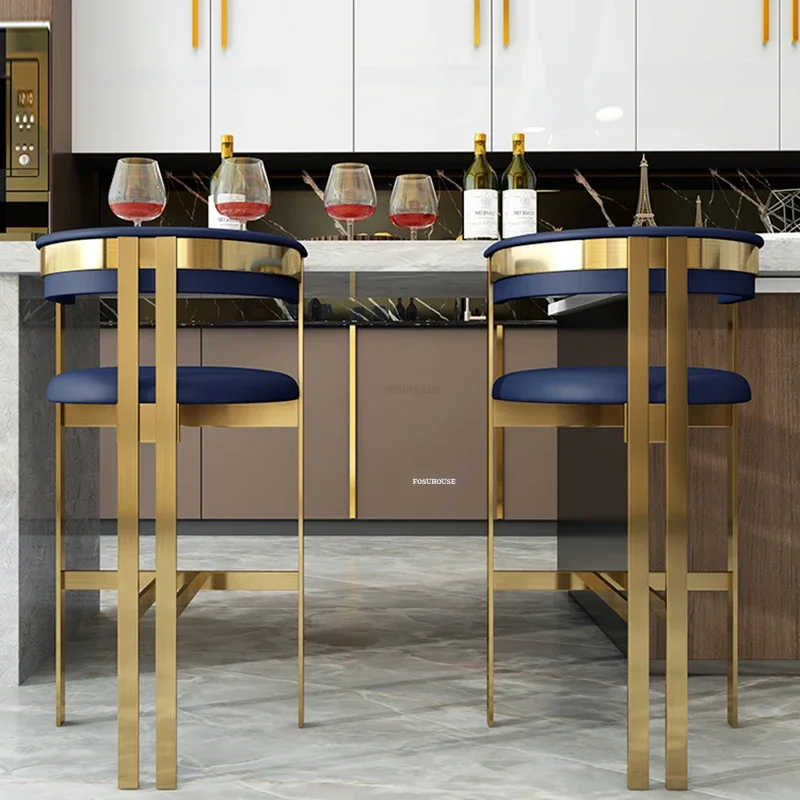 Modernių Namų Golden Baro Kėdės Dizaineris Baras Baldai, Šiaurės, Šviesos, Prabangūs Virtuvės Kūrybos Baro Kėdė Iš Nerūdijančio Plieno Aukštos Taburetės