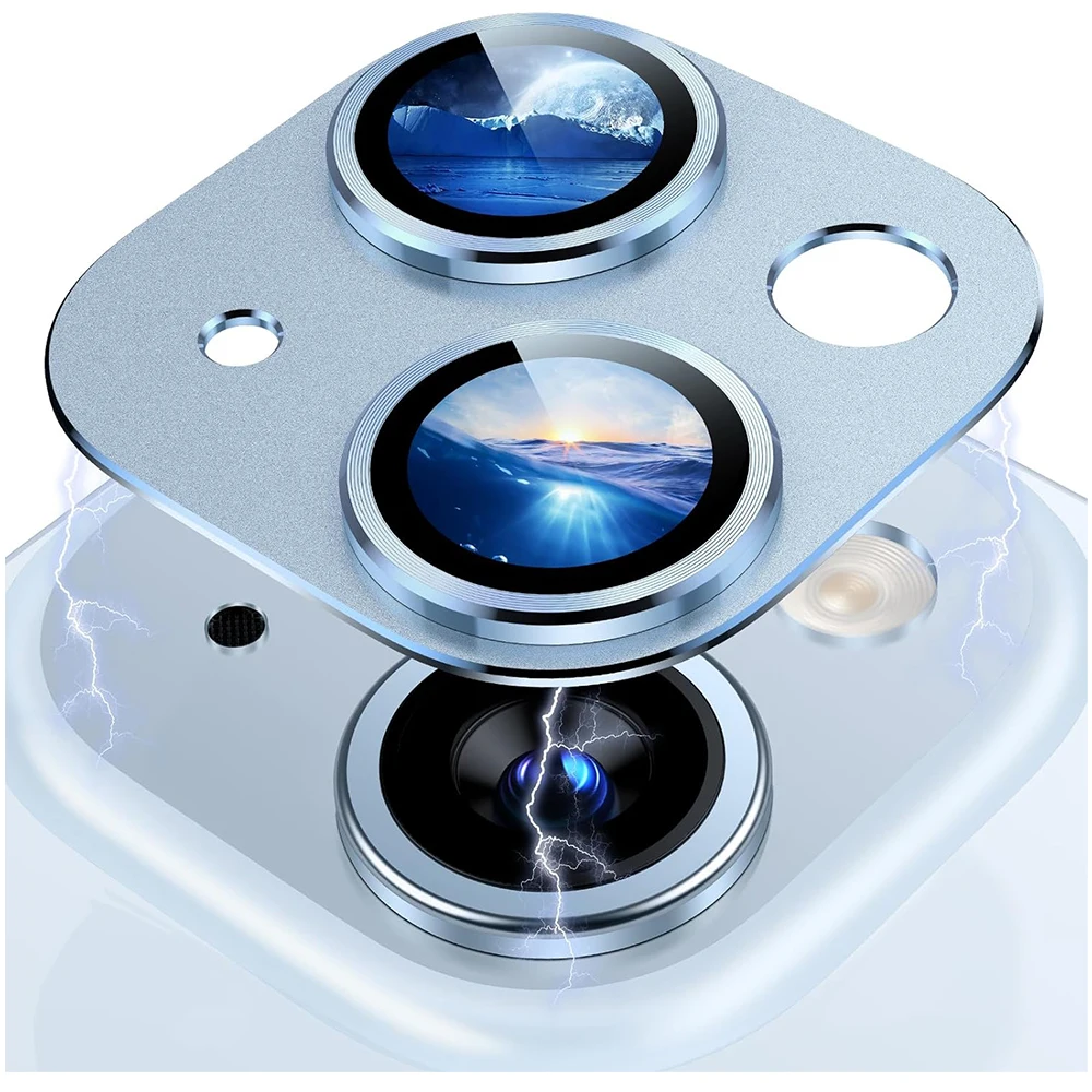Mėlyna apsauginis Kameros Lęšio Dangtelį iPhone 15 Pro Max 14 ir 13 14Pro 13Pro 15Pro 15Plus Grūdintas Stiklas Raštas Priedai