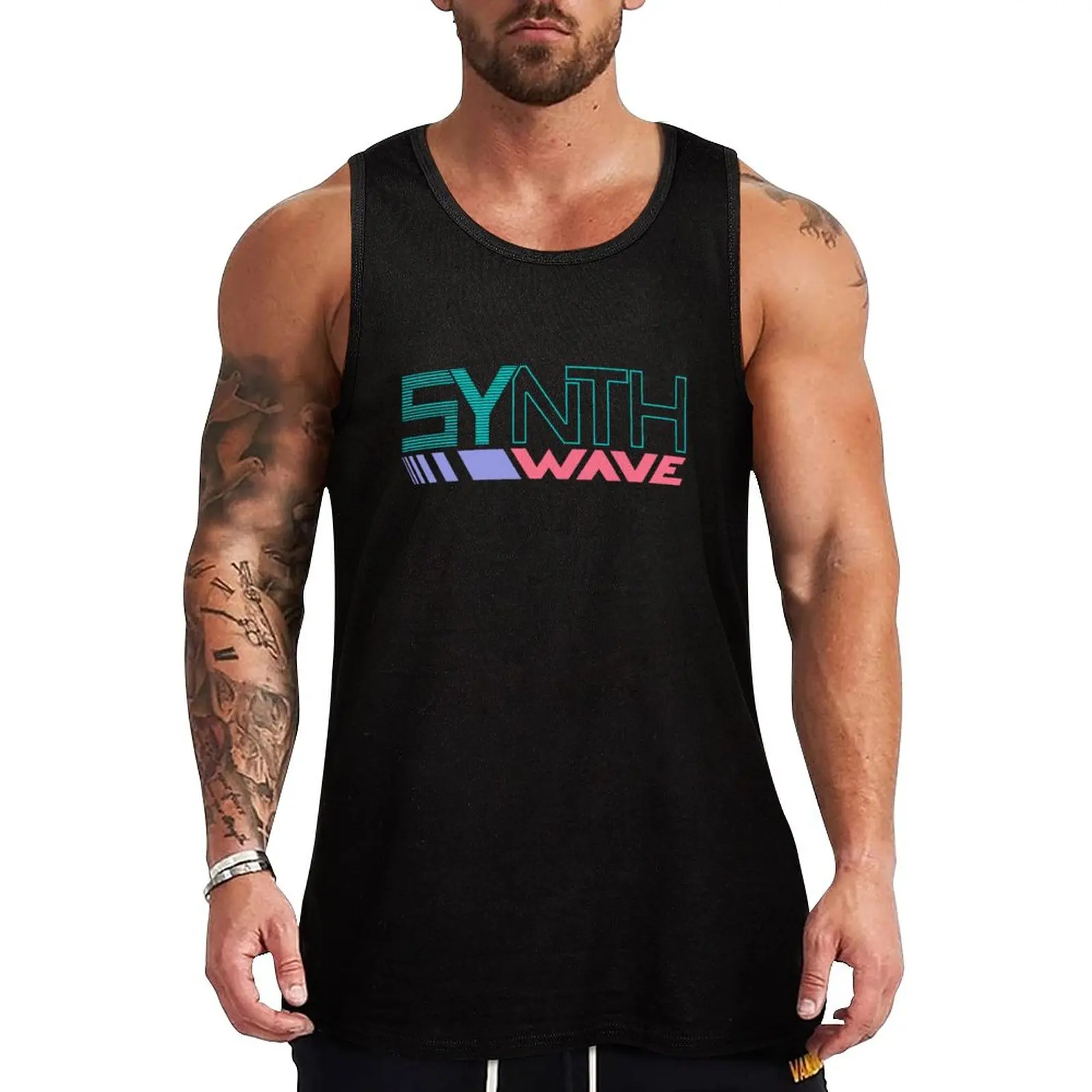 Naujas DX Synthwave Tank Top marškinėliai sporto salė marškinius vyras