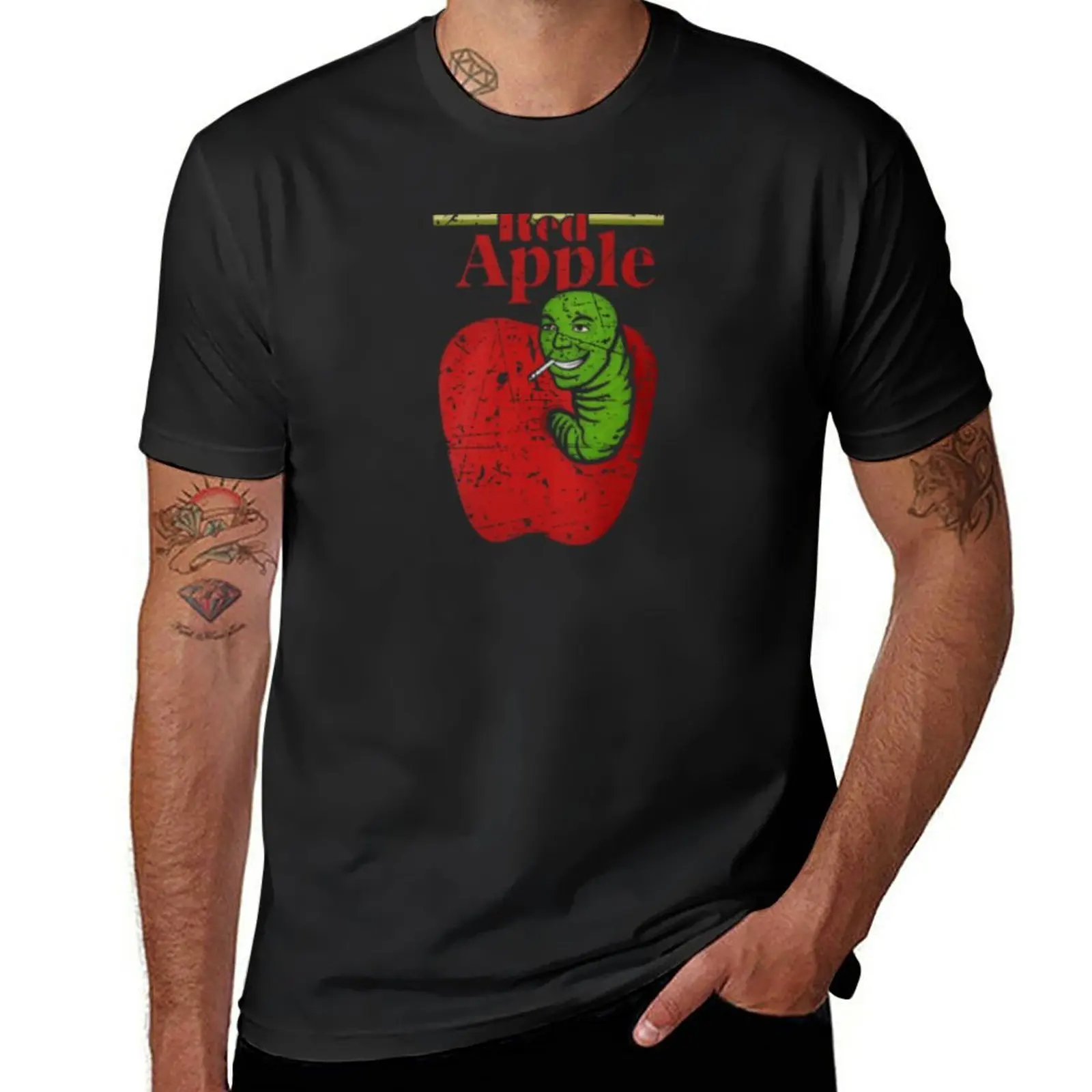 Naujas Raudona Apple Cigarečių Marškinėliai trumpomis rankovėmis vintage marškinėliai berniukams, baltos spalvos sportinius marškinėlius, mens grafinis t-shirts juokinga