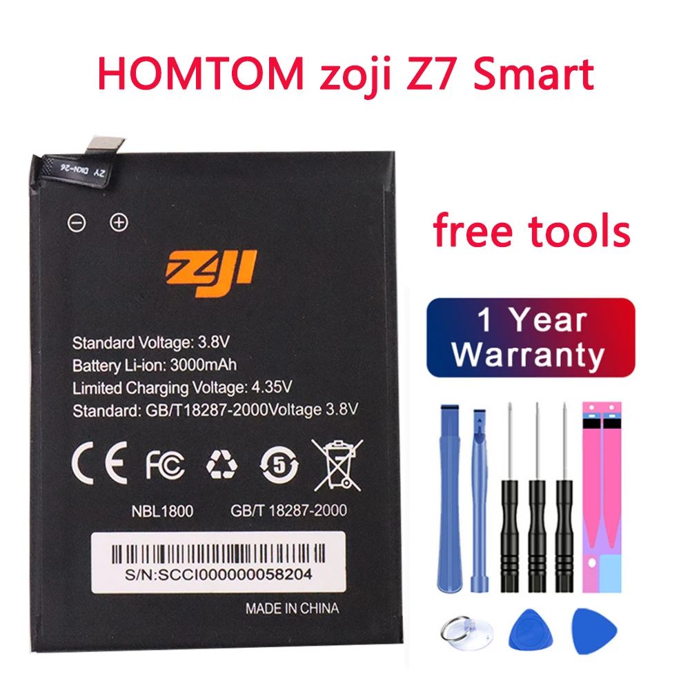 Nauji 100% Originalus HOMTOM zoji Z7 3000 mAh Baterija HOMTOM zoji Z7 Smart Mobilųjį Telefoną Su Nemokama Įrankių Rinkiniai