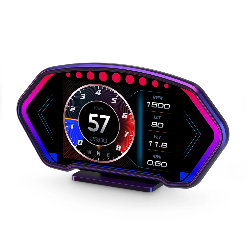 OBD+GPS Smart Daviklis Vandens Temperatūros Automobilių HUD 6 Colių LCD Ekranas Kuro sąnaudos MPH Greičio Matuoklis Kompaso Kryptį Visiems Automobiliams