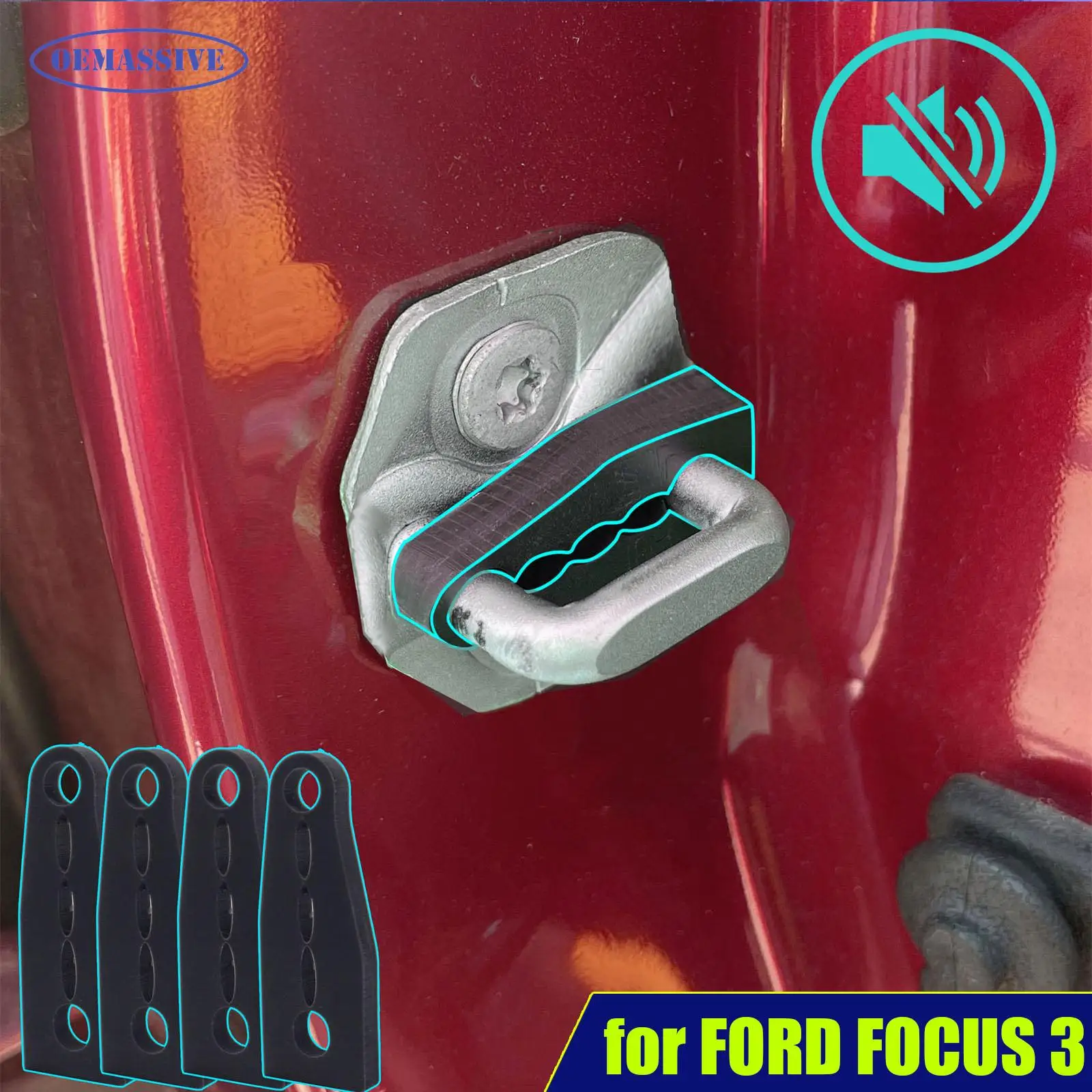 OEMASSIVE Garso Slopintuvas Durų Užraktas Rezervo Ford Focus 3 Kuga 2 Pabėgti Krašto Barškėjimas SUSTABDYTI garso izoliacija Screaks Kurčiųjų Antspaudas Deadener