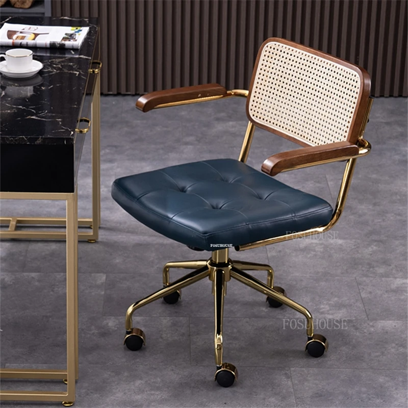 Paprastos Biuro Kėdės Home Patogiai, Kompiuterio Kėdės, Biuro Kėdės, Šiuolaikinio Miegamasis Rotango Kėdės Atlošas Retro Pasukama Kėdė,