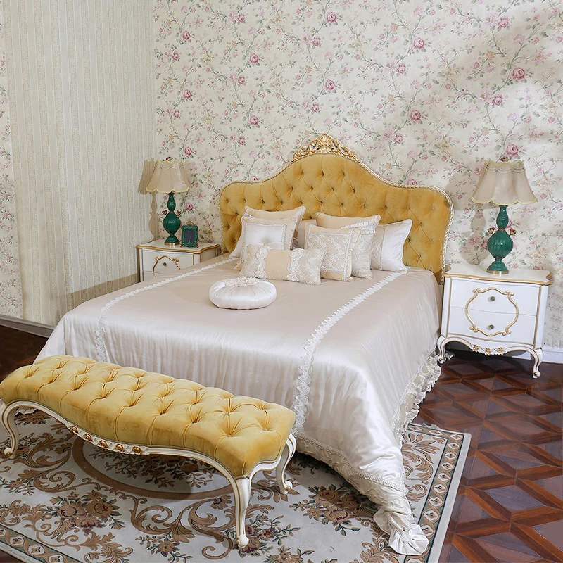 Prancūzijos baldų Europos medžiaga kilnus retro medžio masyvo vestuvių lova, miegamojo dvigubai 1,8 m karalius