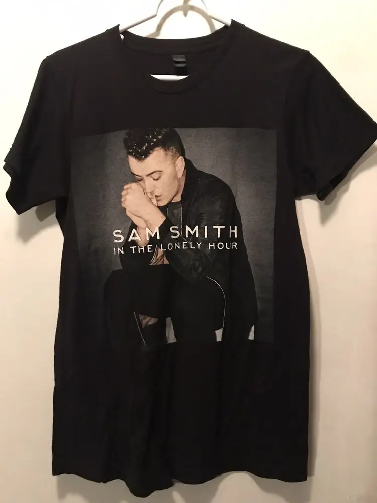 Sam Smith Lonely Valandą 2015 Kelionių Dvipusis Black T-shirt Mažas Trūkumas