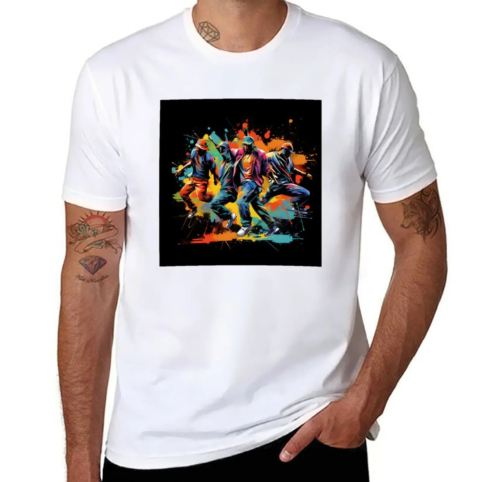 Spalvinga Hip-Hop, R&B Šokėjai Juodas Fonas T-Shirt marškinėliai vyras anime prakaito marškinėliai, drabužiai vyrams
