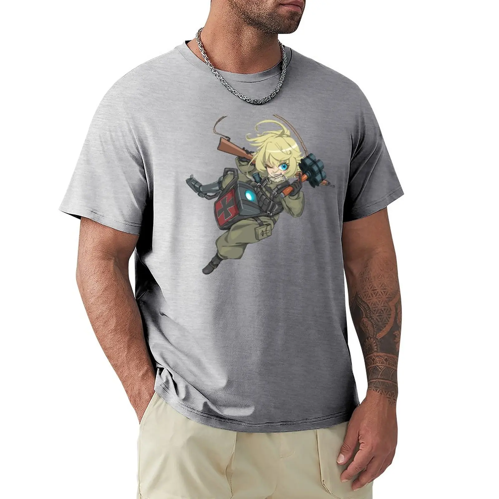 Tania Degurechaff [Youjo Senki - Saga Tanya Blogis] T-Shirt grafikos marškinėliai vyriški medvilniniai marškinėliai