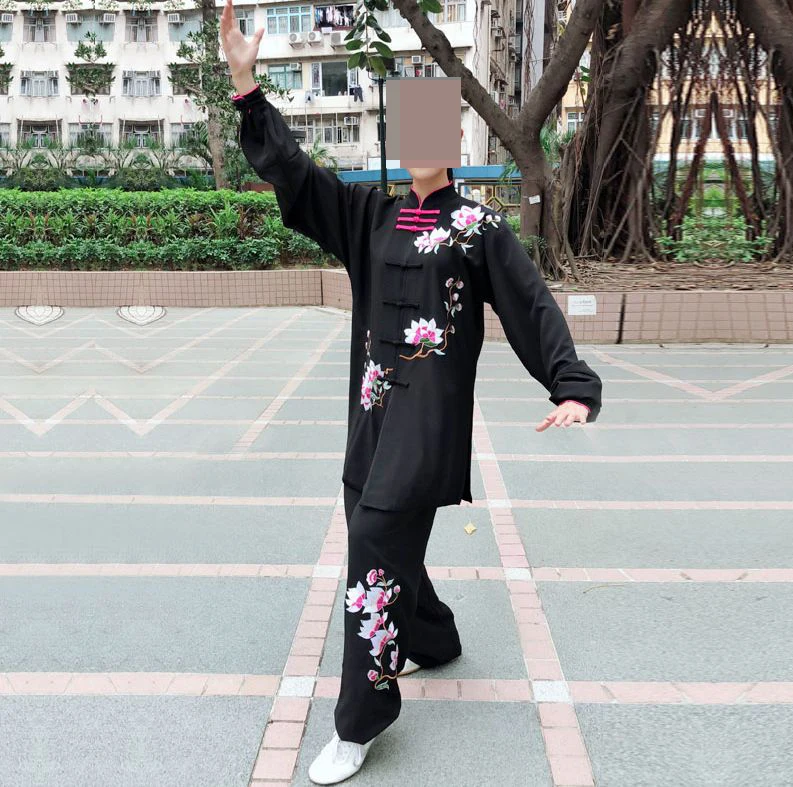 Tinkinti Rudenį&žiemos moterų siuvinėjimo Magnolia gėlių wushu kung fu uniformas kovos menų konkurencijos drabužių chi kostiumai