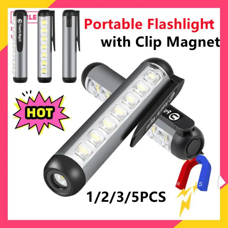 USB Įkrovimo Mini LED Žibintuvėlis su Clip Magnetas Darbą Šviesos Žibinto Nešiojamų Pagalbos, Tipas-C Šviesos, atsparus Vandeniui Žibintuvėlis