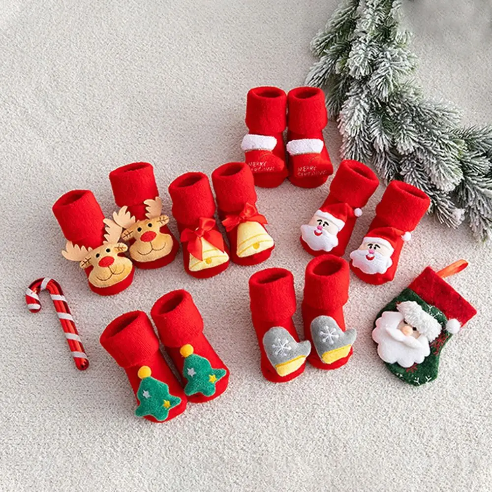 Už Bamblys Šiltas Pirštines Santa Claus Tirštėti Medžio Bell Vaikai Medvilnės Kojinės Grindų Kojinės Kūdikiams Trumpos Kojinės Kūdikiui Kalėdų Kojinės