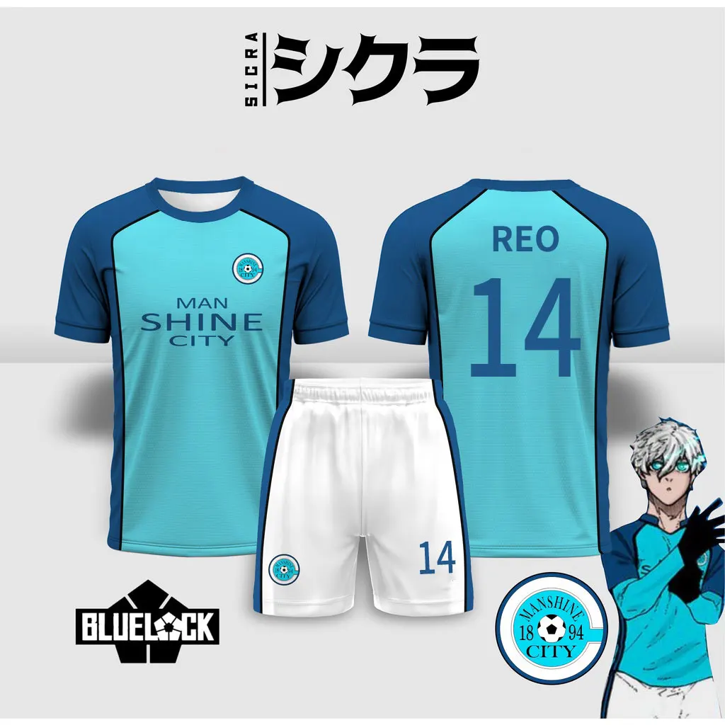 Vasaros vyriški new Jersey anime mėlyna užraktas REO14 vaidmenų T-shirt Moterų atsitiktinis sporto šortai