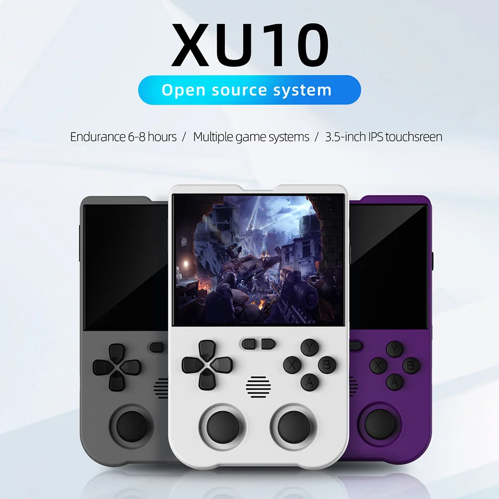 XU10 Nešiojamų Žaidimų Konsolės 3D Žaidimas Pocket Žaidimų Konsolės 3.5 Colių IPS Ekranas, Linux RK3326S 64-bitų 3000mAh Vaikams ir Suaugusiems