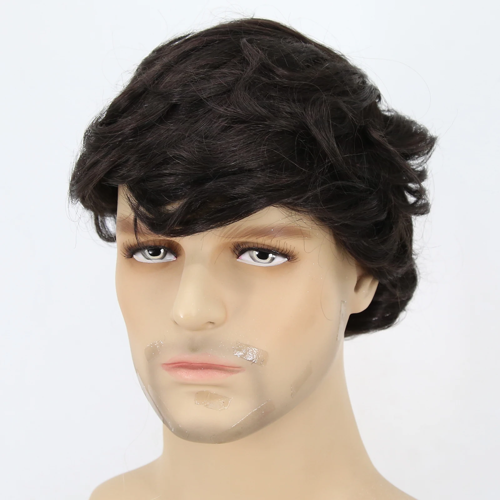 Zigzago Plaukų Bauda MONO Vyrų Toupee Žmogaus Plaukų Natūralus Juodas #1B Nėriniai su PU Vyrų Perukas Australija Pakeitimo Hairpiece Vyrams