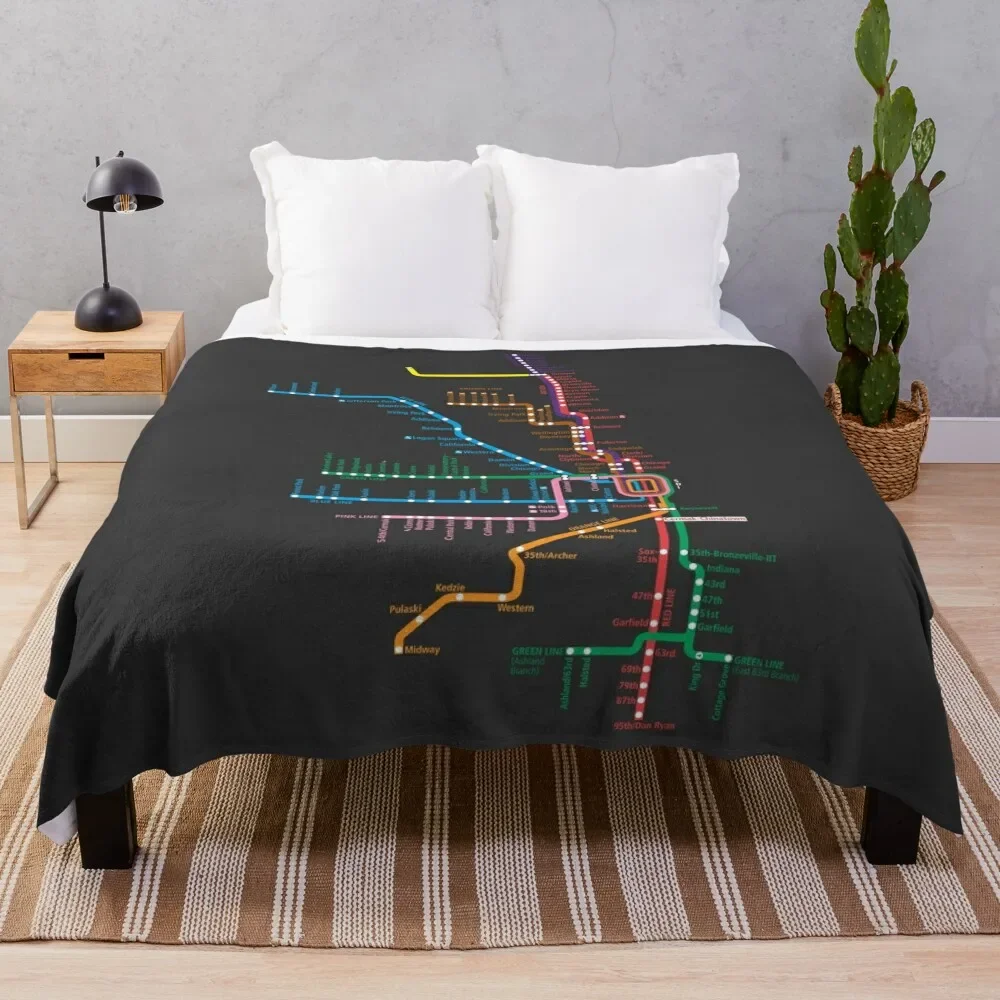 Čikagos Traukinių Žemėlapis Mesti Antklodė Žiemos lovos Plaukuotas Antklodė Flanelė Audinys šiltas žiemą Antklodės