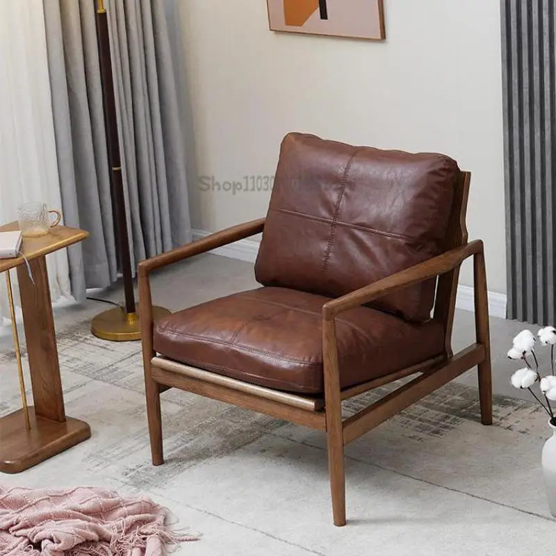 Šiaurės Medžio Masyvo Atsitiktinis Vienos Sofos, Kėdės Modernios Šviesos Prabanga Sofa Kambarį Odos Tyrimas Dizaineris Derliaus Kėdė